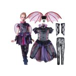 D�guisement vampire chauve - souris fille 4 - 6 ans 116 cm ? robe violette avec ailes paillet�es