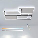 Delipop plafonnier led ? 80w dimmable ? tlcommande ? noir blanc rectangulaire ? 110x70x6 cm