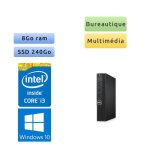 Dell optiplex 3040 tiny - windows 10 - i3 8go 240go - ordinateur tour bureautique pc noir