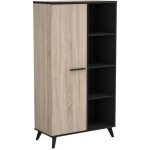 Demeyere bibliothèque 1 porte + 4 niches - chêne brossé et mélamine noire - l 83 x p 392 x h 1539 cm ... Demeyere bibliothèque 1 porte + 4 niches - chêne brossé et mélamine noire - l 83 x p 392 x h 1539 cm ...