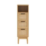 Demi colonne amana effet chne et cannage rotin l30cm - bois