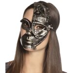 Masque capillaire - boland - demi - masque robot steampunk - argent noir - engrenages et tuyaux