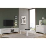 Denae - ensemble salon laqu� blanc brillant meuble tv + buffet 2 portes + table basse carr�e