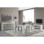 Denae - ensemble salon sjour blanc et gris marbr meuble tv + buffet 3 portes + table 100cm