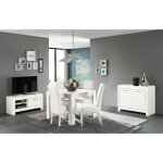 Denae - ensemble salon s�jour laqu� blanc brillant meuble tv + buffet 2 portes + table 100cm