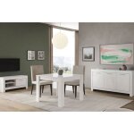 Denae - ensemble salon s�jour laqu� blanc brillant meuble tv + buffet 3 portes + table 100cm