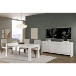 Denae - ensemble s�jour laqu� blanc brillant table 190cm + buffet 4 portes