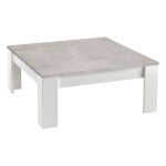 Denae - table basse carr�e 100cm laqu�e blanc brillant et gris marbr�