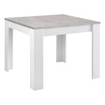 Denae - table carr�e 100cm laqu�e blanc brillant et gris marbr�