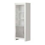 Denae - vitrine gauche laqu�e blanc brillant et gris marbr� avec leds