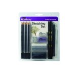 Ensemble de croquis - derwent - acad�mie - crayons fusains pastels - accessoires inclus - mixte