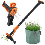 D�sherbeur manuel et extracteur de mauvaises herbes avec sac de jardin 50l longueur 100cm 4 griffes arrache ...