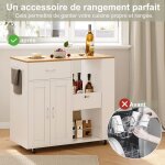 Desserte armoire de cuisine mobile blanc avec plan de travail ch�ne tiroir armoire �tag�res ouvertes ...