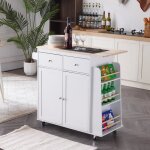 Desserte chariot de cuisine  roulettes 2 tiroirs - blanc - l 87. 9 x p 46. 2 x h 88. 9 cm