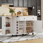 Desserte de cuisine 120x70x89 cm �lot plan de travail rabattable rangements mdf blanc couleur naturelle ...