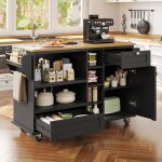 Desserte de cuisine 129x46x96 cm �lot de cuisine mdf avec tiroirs et portes rangements modulables roulettes ...