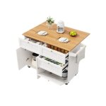Desserte de cuisine 2 portes 3 tiroirs desserte roulettes table pliante buffet mdf 133x37 / 70x88cm blanc ...