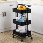 Desserte de cuisine 3 tagre sur roulettes chariot de stockage etagre de rangement meuble de cuisine ...
