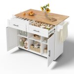 Desserte de cuisine � 5 roulettes �lot de cuisine mobile avec plateau de table pliable 2 tiroirs et 2 ...