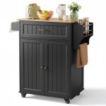 Desserte de cuisine - bealife - roulettes verrouillables - plateau - 1 tiroir - 2 portes - 2 niveaux ...