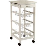 Desserte de cuisine en bois blanc et mtal - wadiga - rangement lgumes - hauteur 76 cm - longueur 37 ...