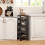 Desserte cuisine chariot de rangement � roulettes 5 niveaux avec 4 tiroirs coulissants �tag�re de rangement ...