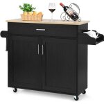 Costway desserte de cuisine blot de cuisine  roulettes avec grand placard tiroir porte - epices et ...