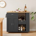 Desserte de cuisine - dreammespace - �lot central - noir et ch�ne - 102x46x92 cm - mobile sur roulettes ...