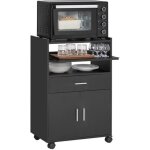 Desserte de cuisine fsb09 - sch sobuy - pour four micro - onde - noir - 59x40x92 cm