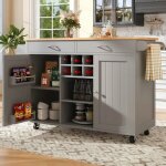 Desserte de cuisine - langtu - �lot de cuisine moderne - l102�p45�h92 cm - gris - casier � vin amovible ...