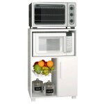 Desserte de cuisine micro - onde blanche 1 porte 1 panier mtal - l 54 x l 35. 5 x h 80 cm