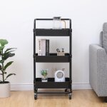 Desserte de cuisine mobile akalnny - noir - chariot de rangement  roulettes