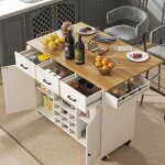 Desserte de cuisine mobile - avec plateau rabattable - 3 tiroirs - range - �pices et porte - serviettes ...