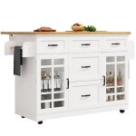 Desserte de cuisine mobile � roulettes �lot de cuisine avec �tag�res r�glables chariot de salle � manger ...