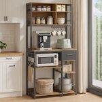 Desserte de cuisine avec prises �tag�re pour micro - ondes �tag�res r�glables 12 crochets 401 x 801 x ...