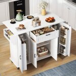 Desserte de cuisine � roulettes 120�45 - 70�95cm chariot �lot de cuisine extensible avec plan de travail ...