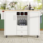 Desserte de cuisine � roulettes 2 portes 2 tiroirs avec table pliante meuble de rangement de salon mdf ...