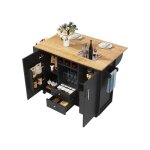 Desserte de cuisine � roulettes 2 portes 2 tiroirs avec table pliante meuble de rangement de salon mdf ...