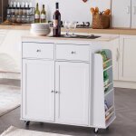 Desserte de cuisine  roulettes avec 2 tiroirs placard 2 tagres et porte - pices 95x46. 2x89cm blanc ...