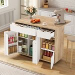 Desserte de cuisine � roulettes 360� 120x46x85 cm meuble de rangement mobile avec 3 tiroirs et �tages ...