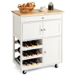 Costway desserte cuisine  roulettes avec plateau en bois dhva chariot de cuisine  service avec tiroir ...