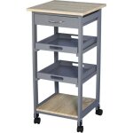 Desserte de cuisine  roulettes homcom - 2 plateaux amovibles - tiroir - tagre - mdf chne clair bois ...
