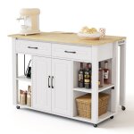 Desserte cuisine � roulettes avec plan de travail extensible avec 2 tiroirs et 2 portes 4 �tag�res chariot ...
