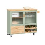 Desserte de cuisine sur roulettes fkw114 - gr sobuy - avec plateau en bois d'hva - vert - 109x38x92cm ...