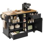 Desserte de cuisine sur roulettes - �lot avec tiroirs et rangements meuble mobile mdf avec plan de travail ...