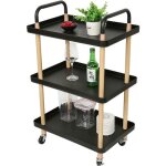 Desserte de cuisine yos - noir - 3 tages - design moderne - 53x36x85cm