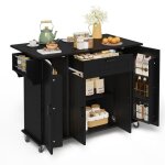 Desserte �lot de cuisine avec plan de travail pliant chariot de service sur roulettes meuble de cuisine ...