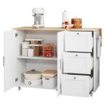 Desserte il�t de cuisine avec roulettes meuble de cuisine avec plateau de table pliable 3 tiroirschariot ...