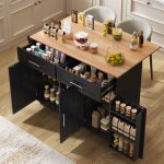 Desserte �lot de cuisine sur roulettes meuble de cuisine avec plateau de table pliable pieds en bois ...