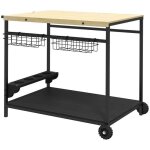 Outsunny - desserte de jardin - acier - 97. 5x65x81cm - bois naturel